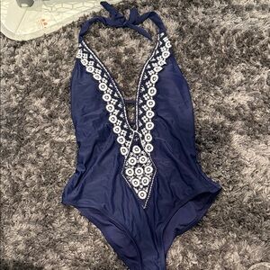 Kona Sol Navy and White One Piece Swimsuit